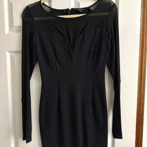 Black sheer top slimming dress